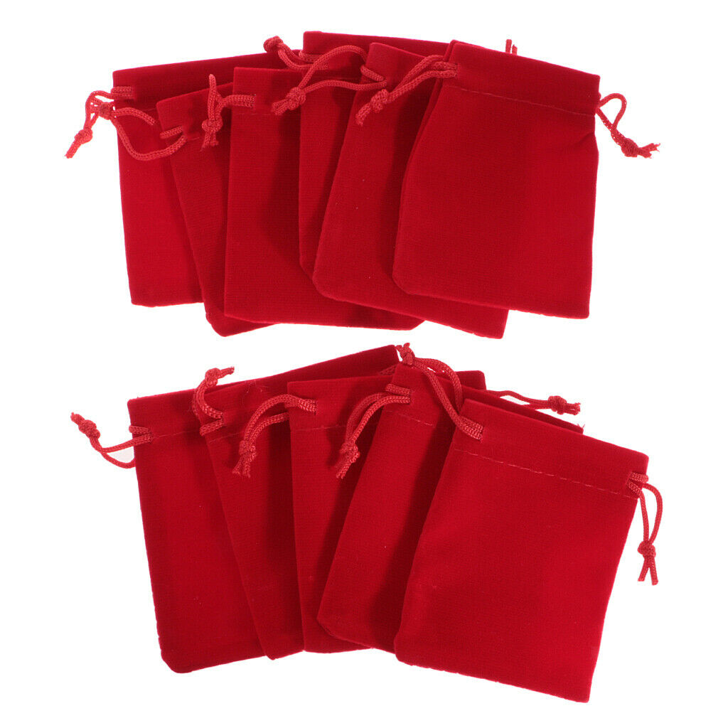 10 pieces Velvet Bags Wedding Party Gift Drawstring Jewelry Pouches 7x9cm Red