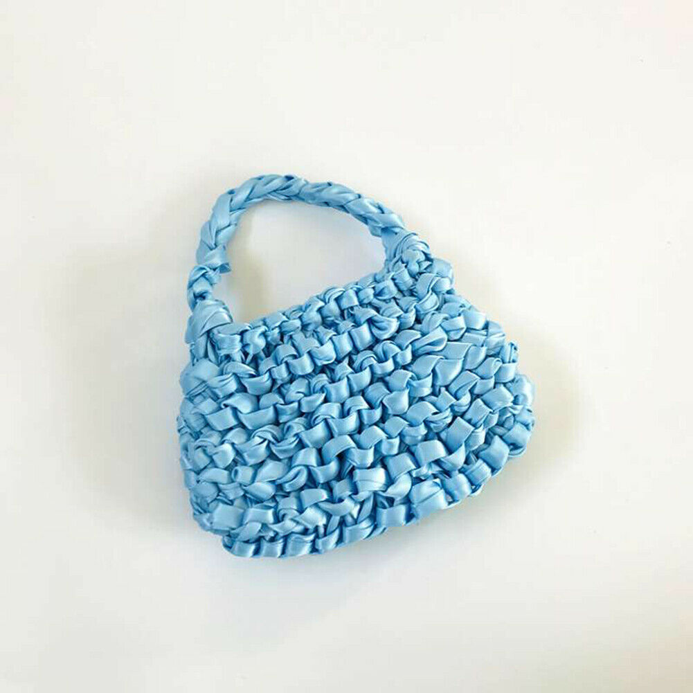 Ribbon Hand-woven Women Handbag Ladies Crochet Handmade Totes Clutch Bags @