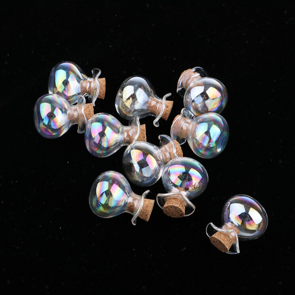 10x Mini Glass Bottles Jars Vials with Cork Stopper Wishing Bottles