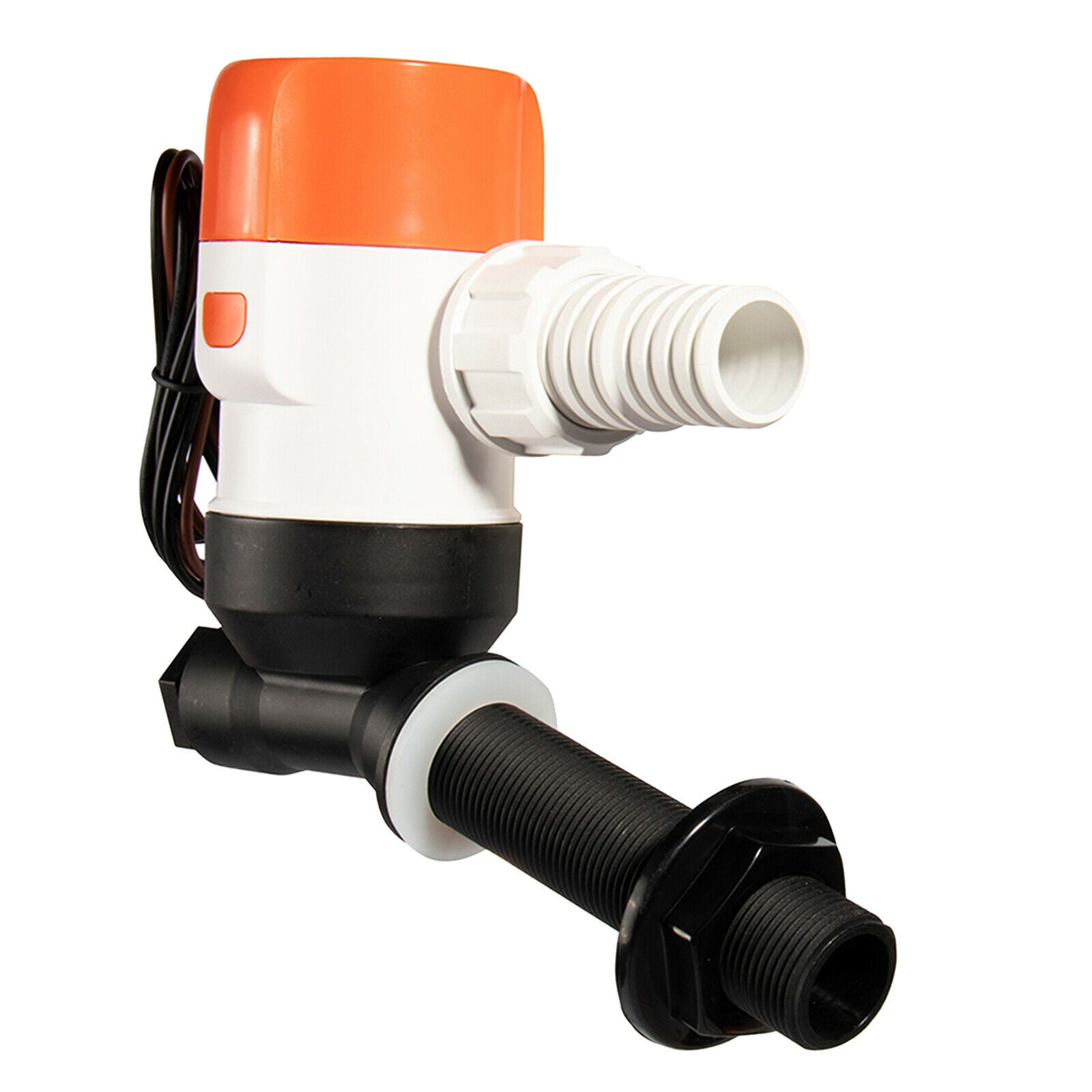 1100 GPH Boat Livewell Pump 12-Volt Angled Thru Hull Fitting Rotatable base