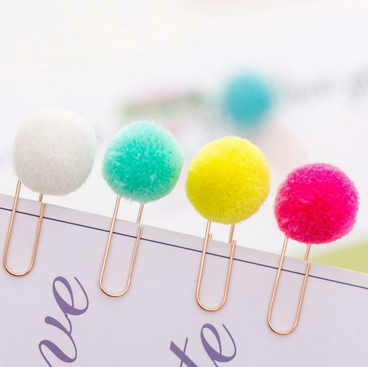 10X Mixed Hairball Metal Paper Clip Bookmark Stationery decoration paper clip