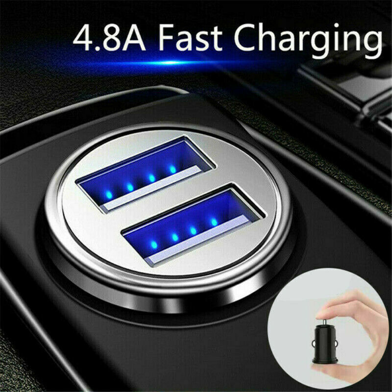 Ultra mini Baseus 3A Fast Charging Dual Ports USB Car Phone Charger Adapte