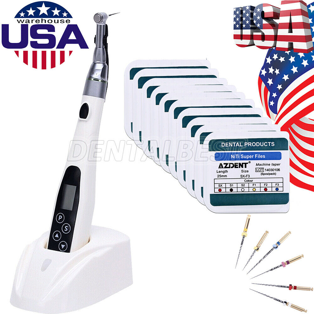 Dental Wireless 16:1 LED Endo Motor Treatment Cordless Handpiece+10X Super Files