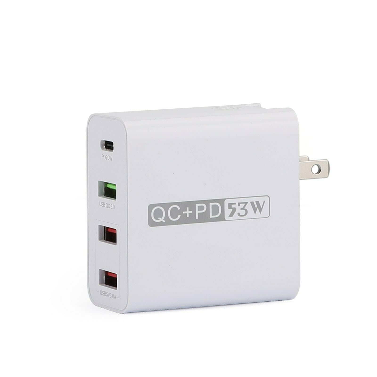 QC3.0 53W PD Fast Charging Charger 3 USB QC3.0 + 20W PD Port Type C US Plug