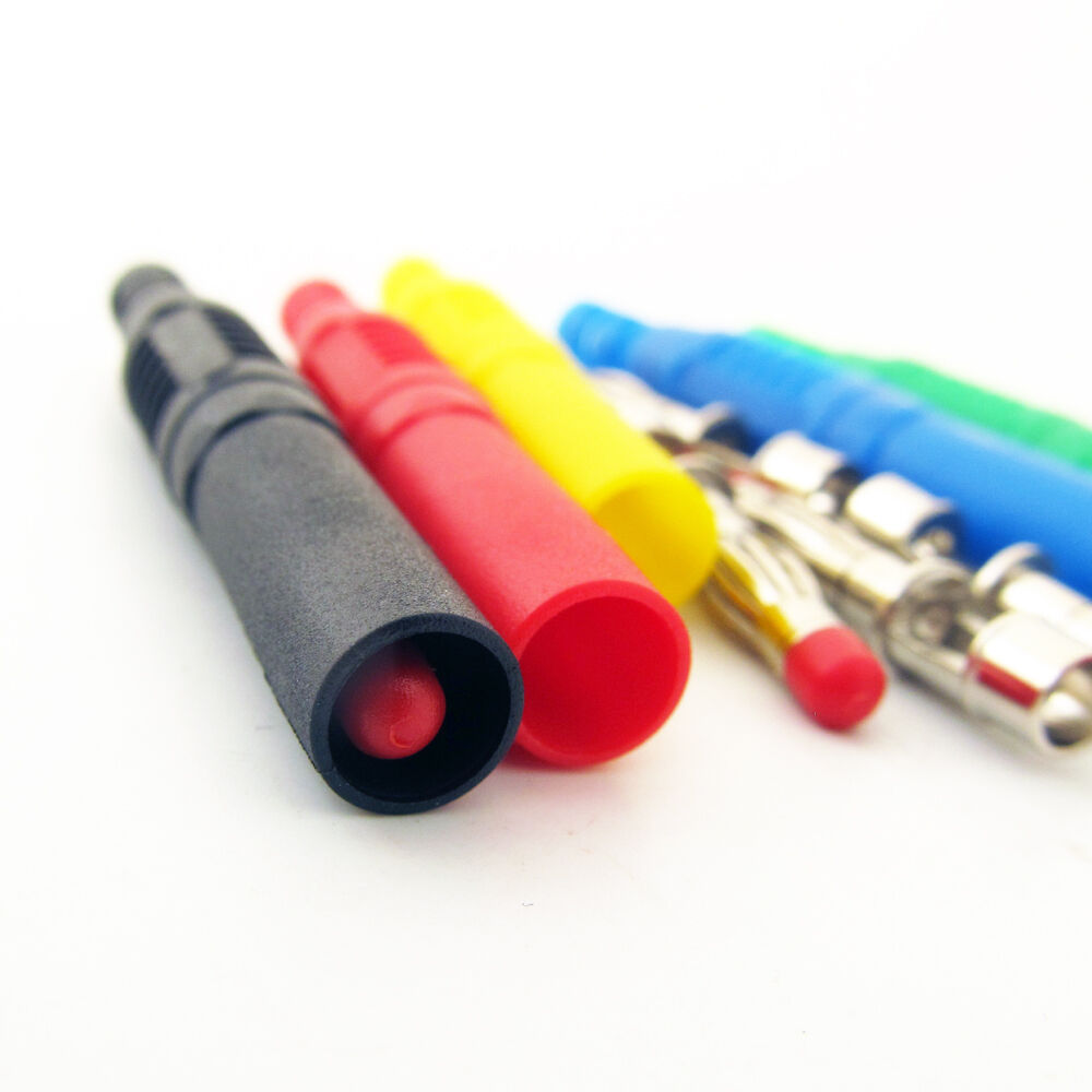 4sets 5 colors 4mm Brass Insulated Banana Plug Shrouded Cable Plug Connector