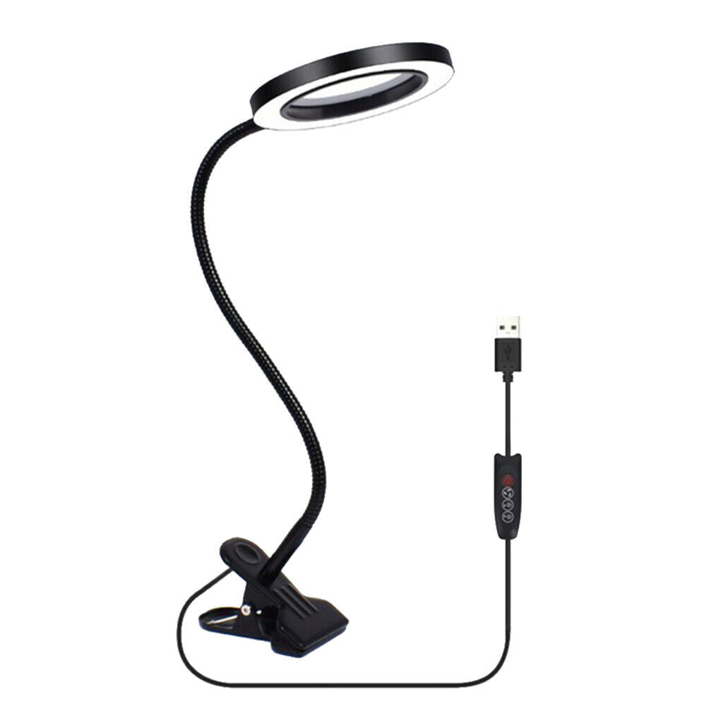 Magnifying Glass Desk Lamp With 3X Magnifier Clip For Reading Crafts