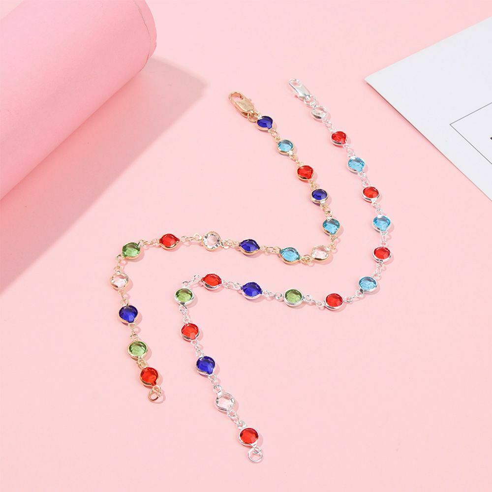 Gifts Jewelry Pendants Ethnic Style Crystal Anklet Rainbow Color Foot Chain