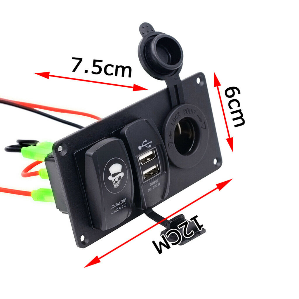 Zombie Switch+Dual USB Port Charger+Cigarette Lighter Socket for 12V/24V