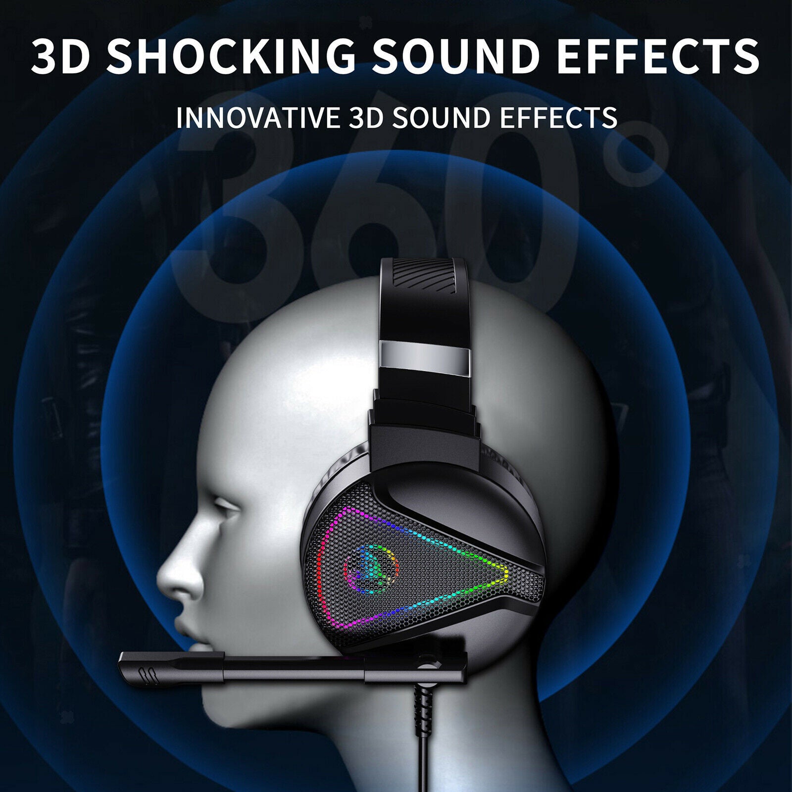 F16 3.5mm Gaming Headsets RGB LED Headphones With Microphone Noise Canceling