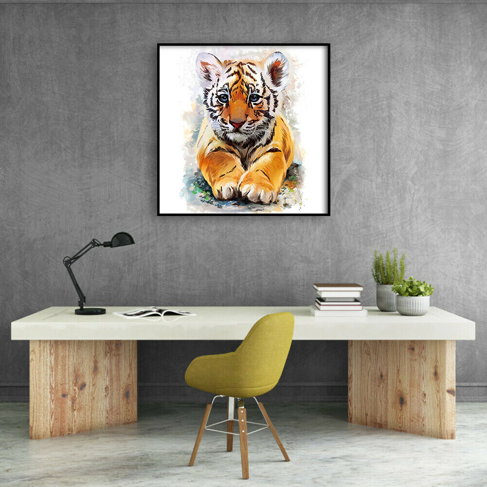 5D Full Round Drill Diamond DIY Little Tiger Rhinestone Picture Craft Home Decor