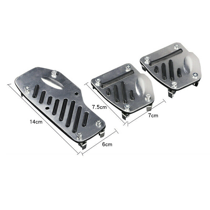 3Pcs Autos Non-skid Aluminum Accelerator Pedal Pad Cover throttle Brake Clutch