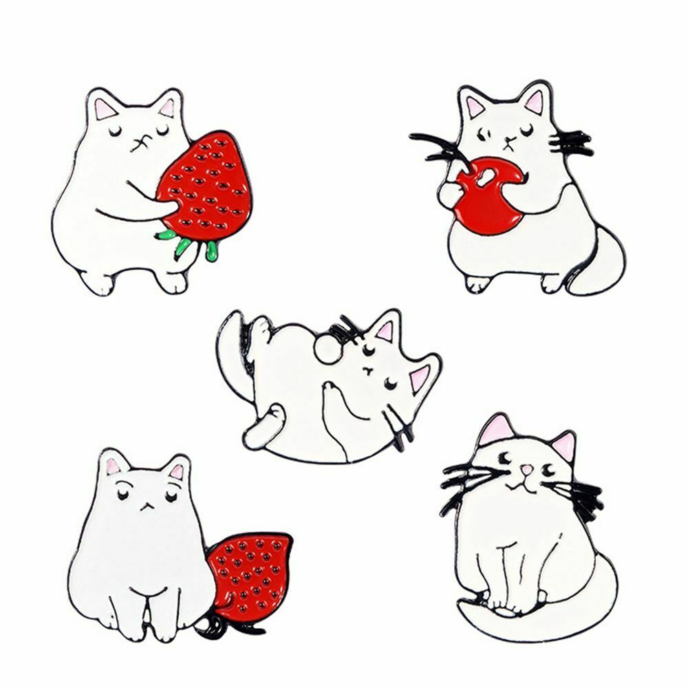 Cute Animal Fashion Jewelry Lapel Badge Cartoon Brooch White Cat Enamel Pins