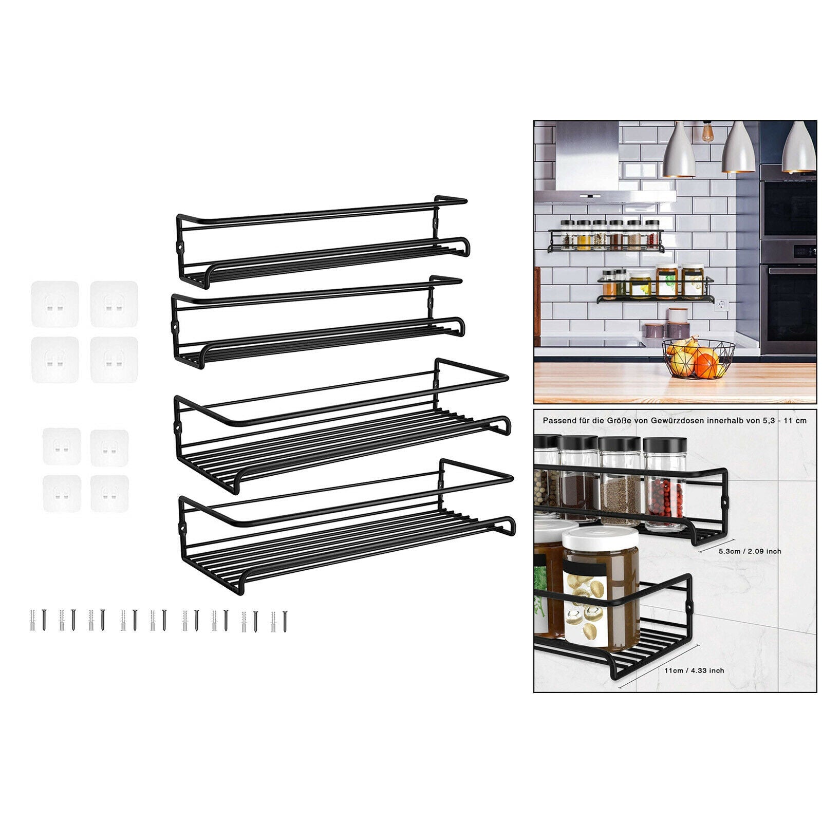 2Pcs Hanging Spice Shelves Rack Organizer Kitchen Wall Mounted for Cupboard