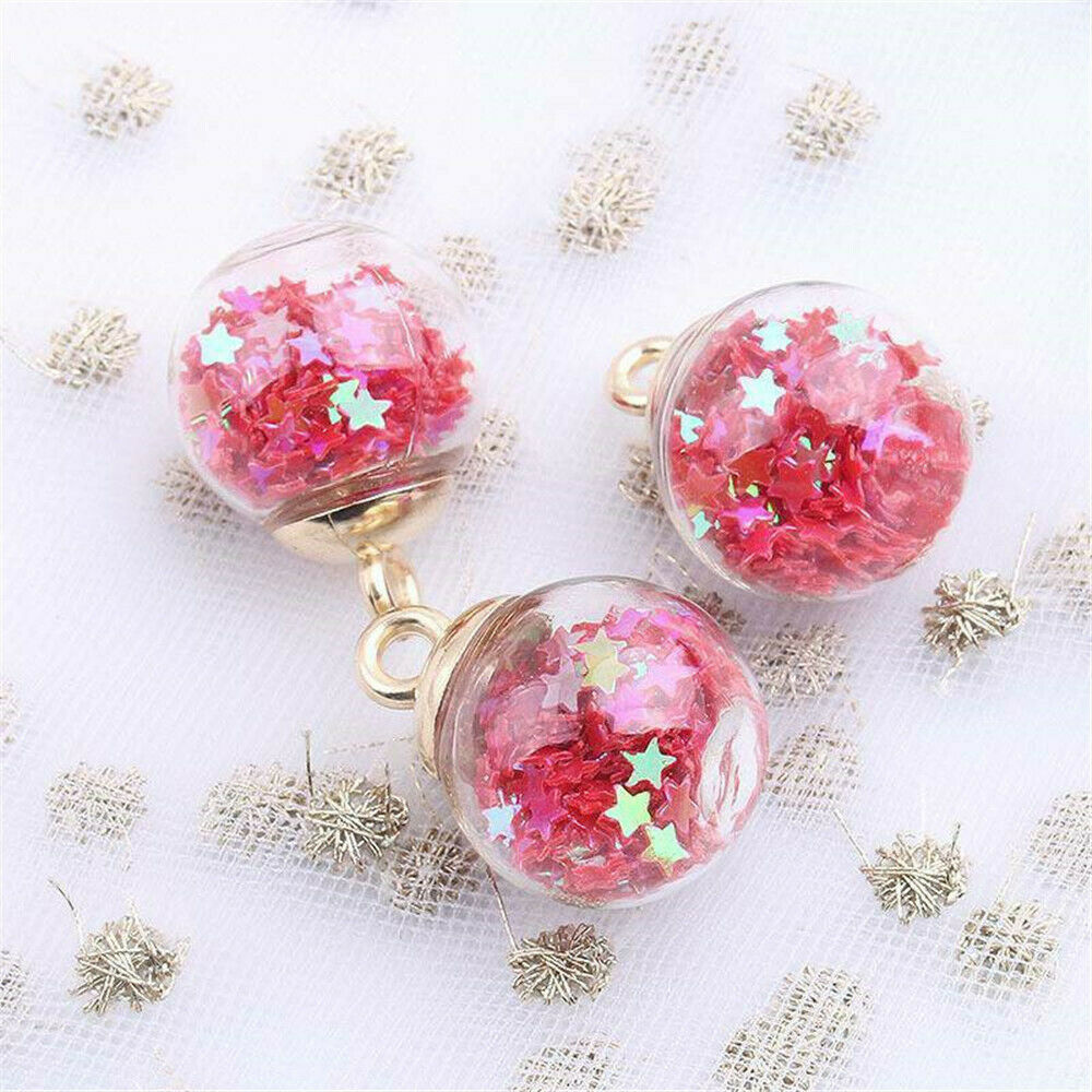 20Pcs Glass Balls Pendants Confetti Making Charms Round Transparent DIY Jewelry.