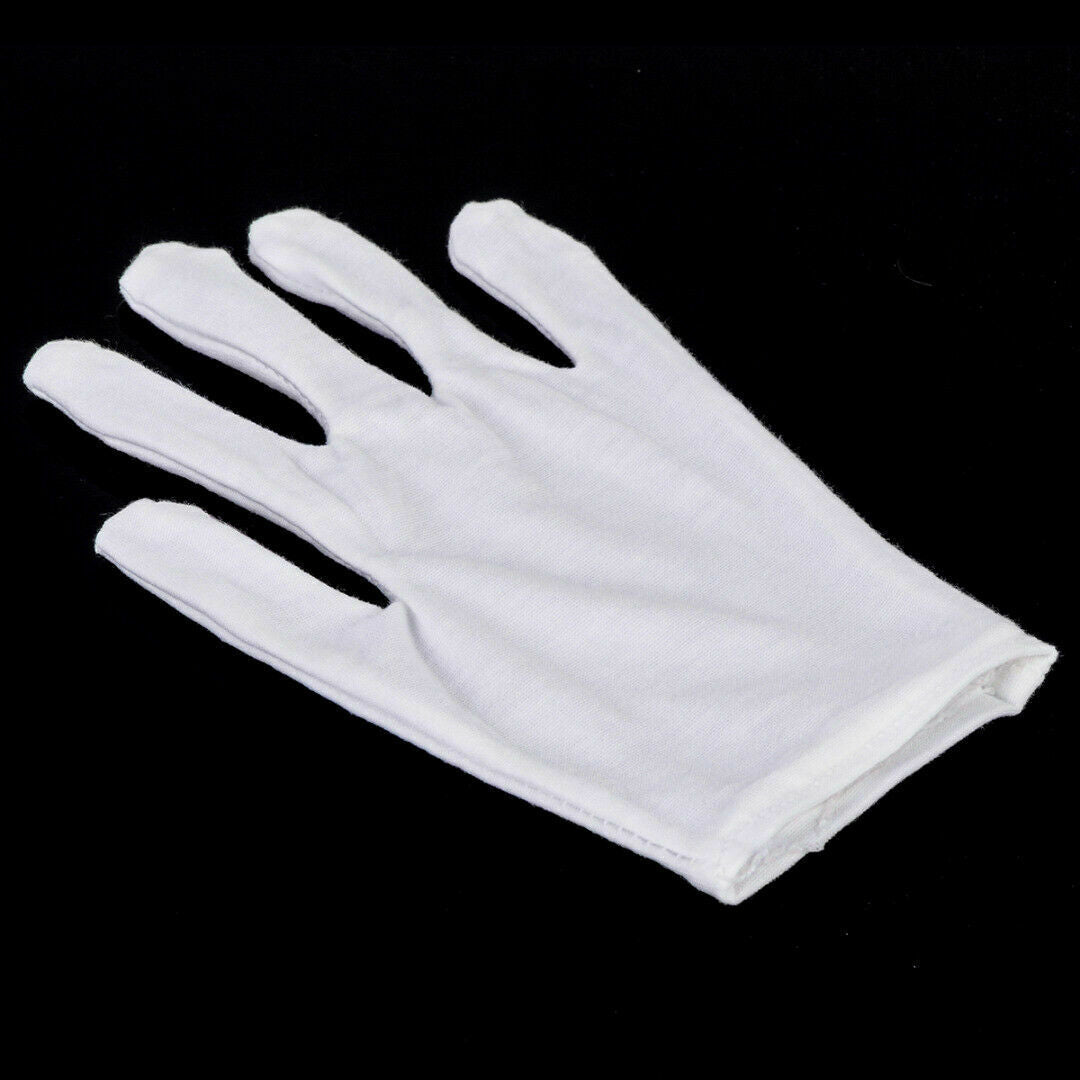 12 Pairs Unisex Cotton White Inspection Gardening Work Gloves L Size Protective