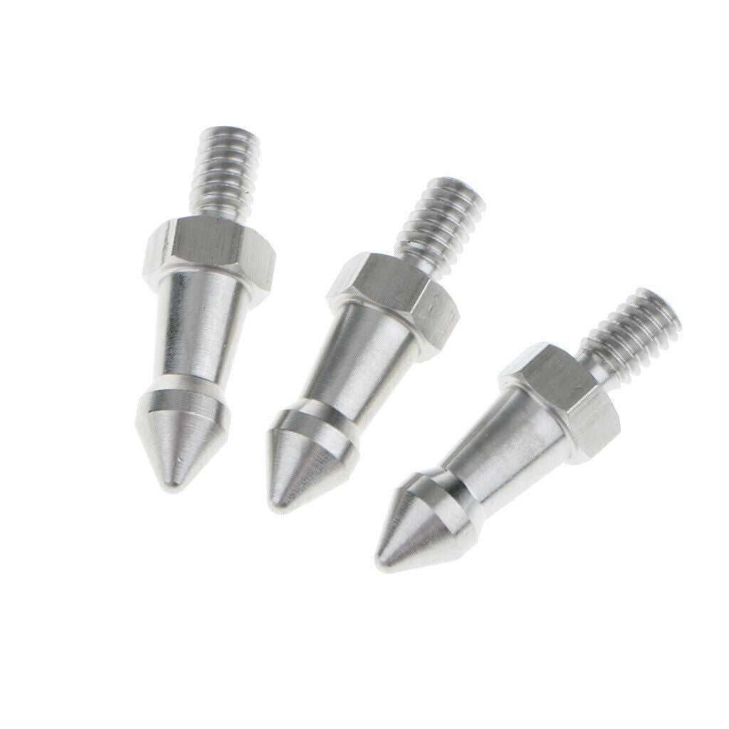 3Pack Metal Foot Spikes 1/4'' Thread for Camera Tripod Monopod - 4cm