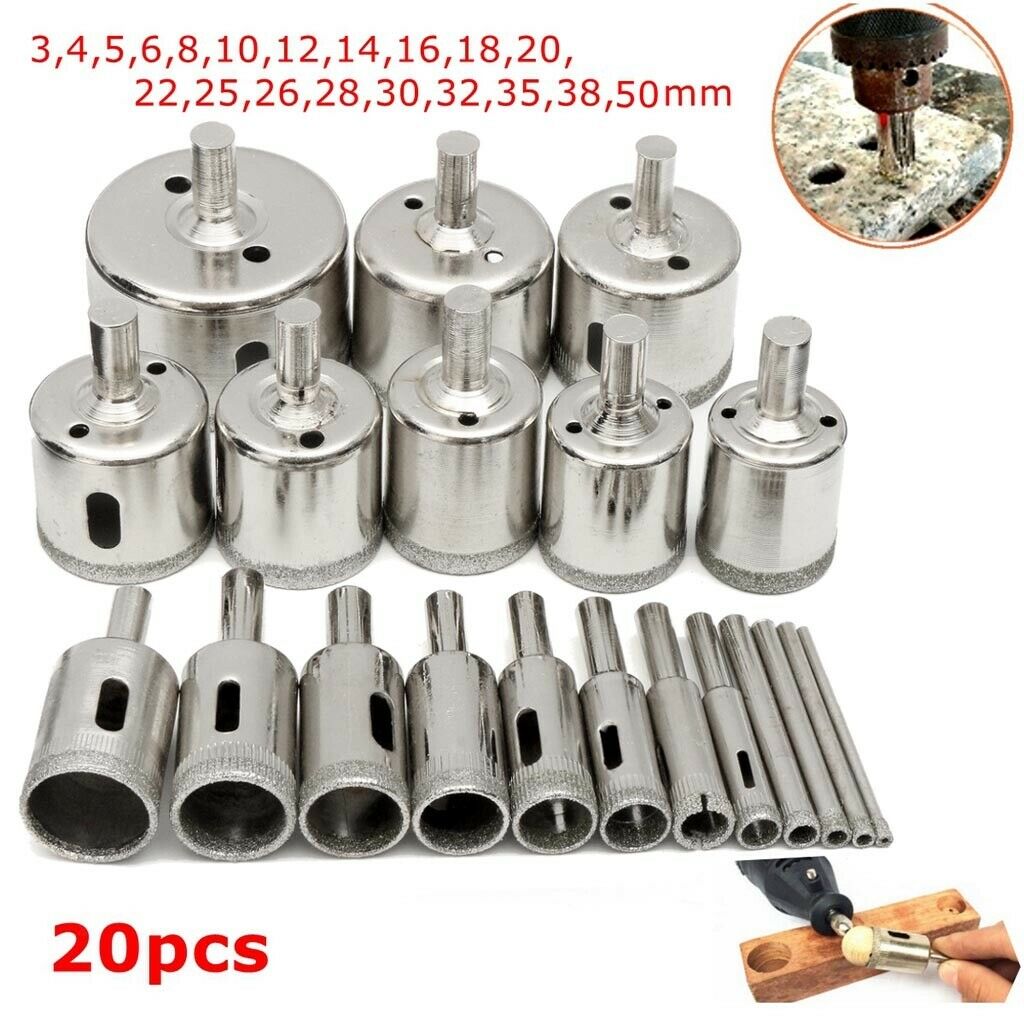 Diamond Drill Bits - Glass and Tile Hollow Core Drill Bits Extractor Remover