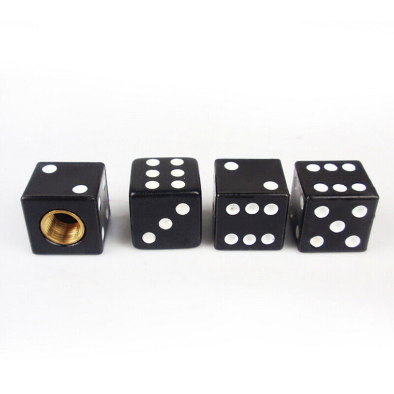 Cool 4X Black Dice Tire air Valve Stem Caps Car Truck Bike ATV Wheel Rims JH SJ