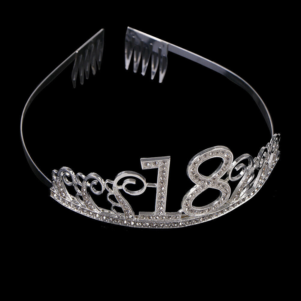 18Years Old Birthday Crown Crystal Hairband Girl Tiara Princess Head Acce.l8