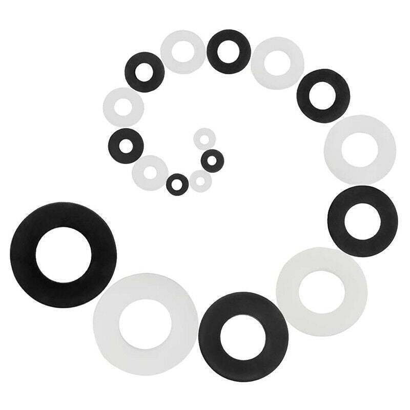 870Pcs M2-M12 Nylon Rubber Flat Ring Washers Washers Assortment Kit Mix Sets