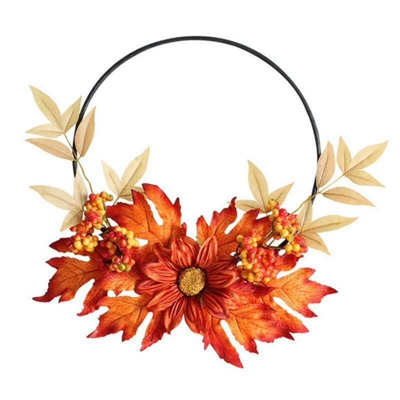 Fall Wreath Decoration Autumn Wreath with Maple Leaves Berries Harvest Wreath