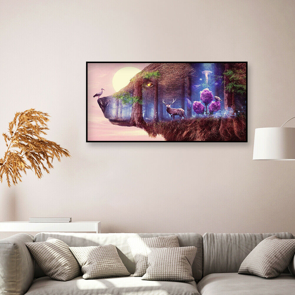 5D Diamond Painting DIY Bear Deer Full Round Drill Handmade Animal Pictures @