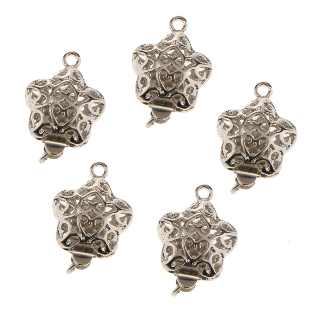 5pcs Copper Filigree Push Pull Box Clasp Pentagram Shape Jewelry Repair
