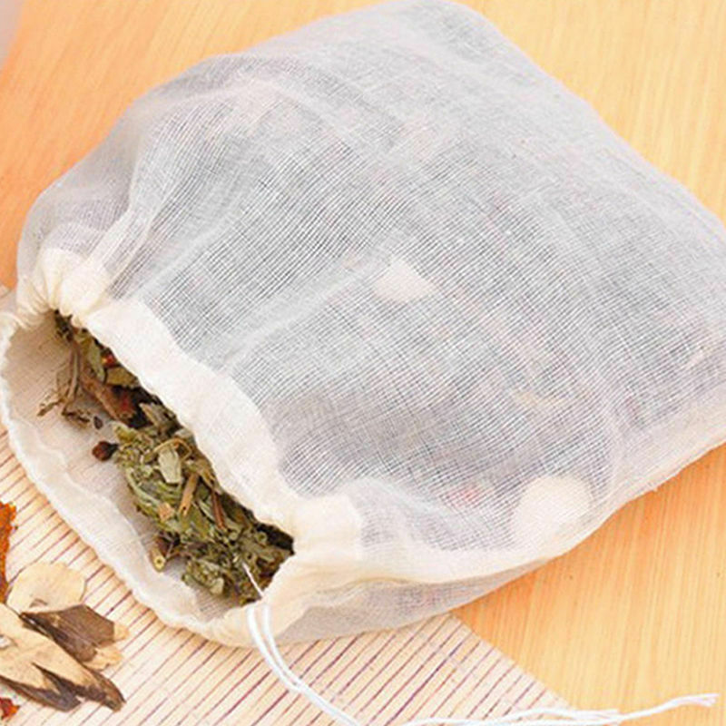 10 Cotton Muslin Drawstring Bags Coffee Tea Bath Soap Herb 80x100mm