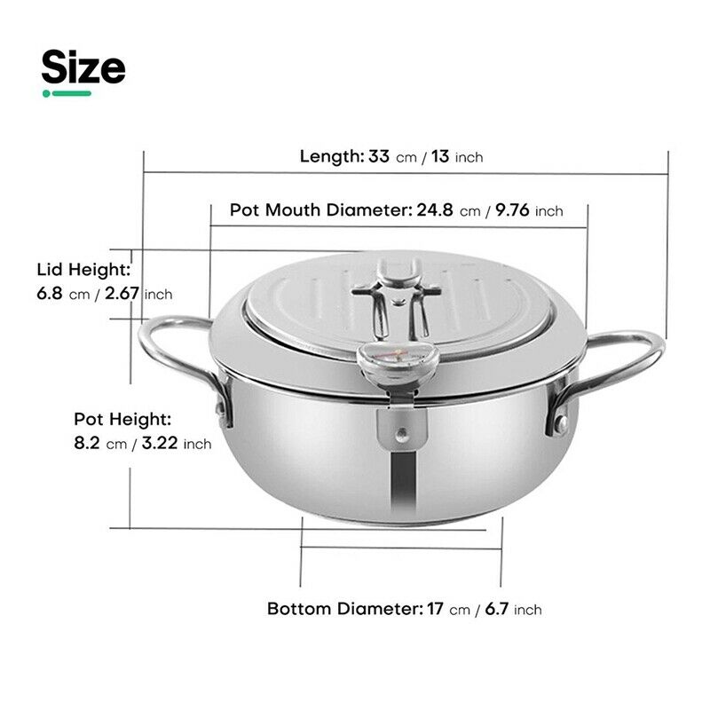 Tempura Deep Fryer, Stainless Steel Deep Frying Pan, Temperature Control ChiM2N3