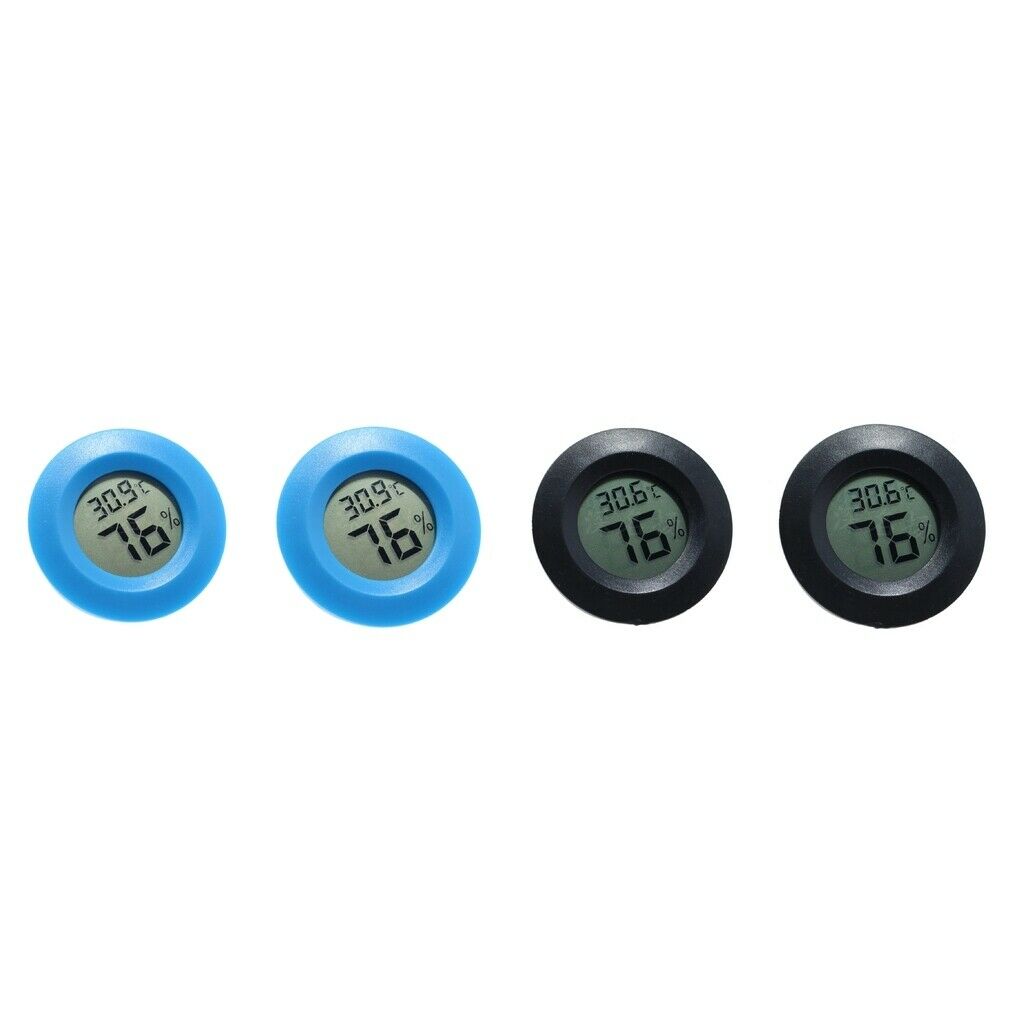 Set of 4 Round Room Thermometer Humidity Hygrometer Reptile Tank Terrariums