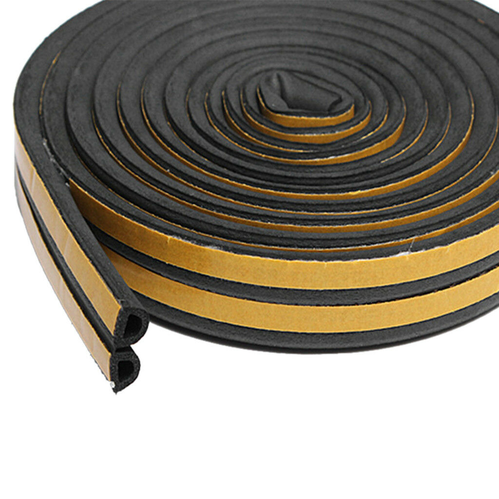5M Door Draught Excluder Seal Strip Home Weatherstripping Tape D 9x6mm Black