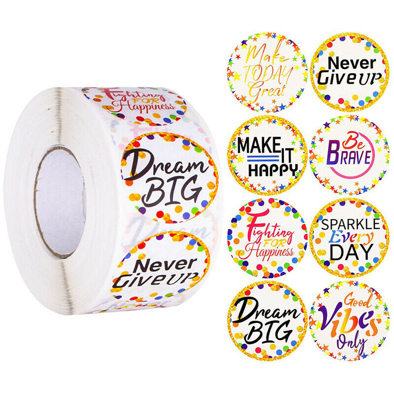 500 Pcs Reward Stickers Roll Cute Motivational Sayings Removable Stickers.l8