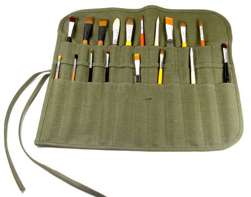 Popular Roll Up Canvas Paint Brush Storage Case Bag For Watercolor Oil  B XC