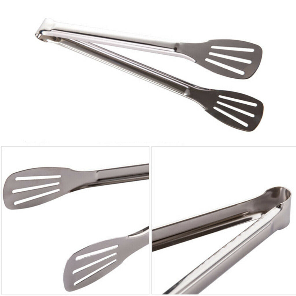 Stainless Steel Tongs BBQ Kitchen Cooking Food Serving Utensil Tongs 24x4.5cm,