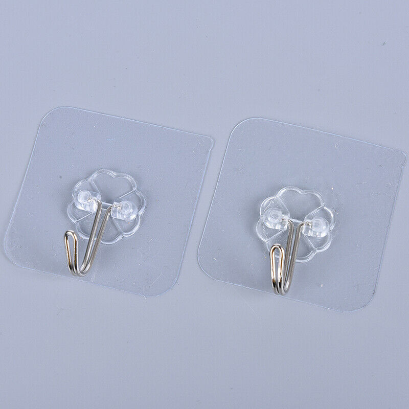 10x Strong Clear Suction Cup Sucker Wall Hooks Hanger For Kitchen Bathro.l8