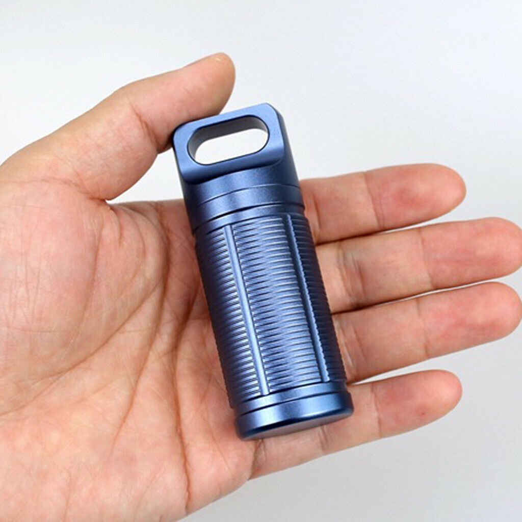 Alloy Outdoor Travel Waterproof Mini Pill Case Box Capsule Bottle blue