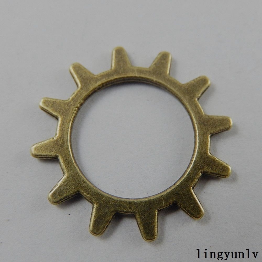 20x1mm Retro Bronze Alloy Gear Wheel Pendant Charm Handmade Jewelry Craft 60 pcs
