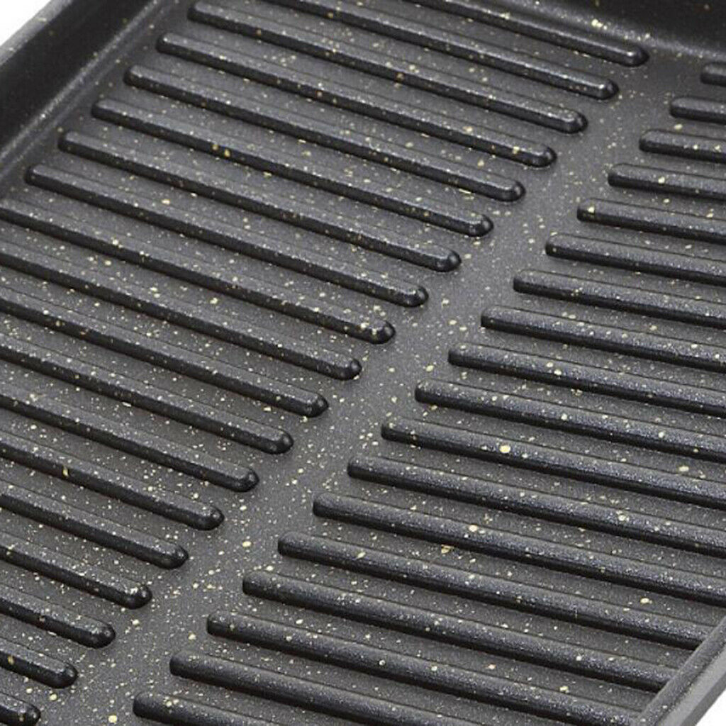 Aluminum BBQ Grill Pan Frying Plate Non-Stick w/ Handle Korean BBQ Black