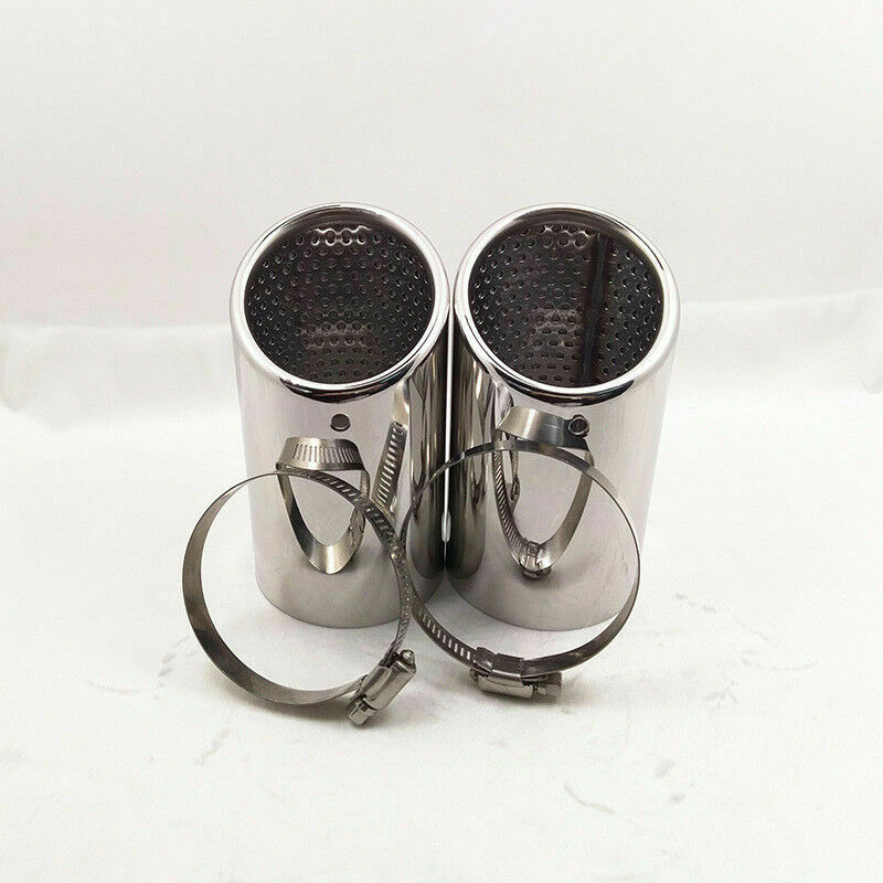 2PCS 76MM Stainless Steel Car Round Exhaust Pipe Tail Muffler Tip with buckle