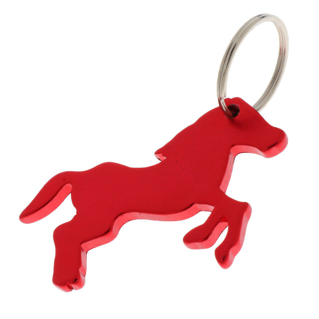 Aluminum Horse Pattern Bottle Opener Key Ring Keychain Bag Pendent Red
