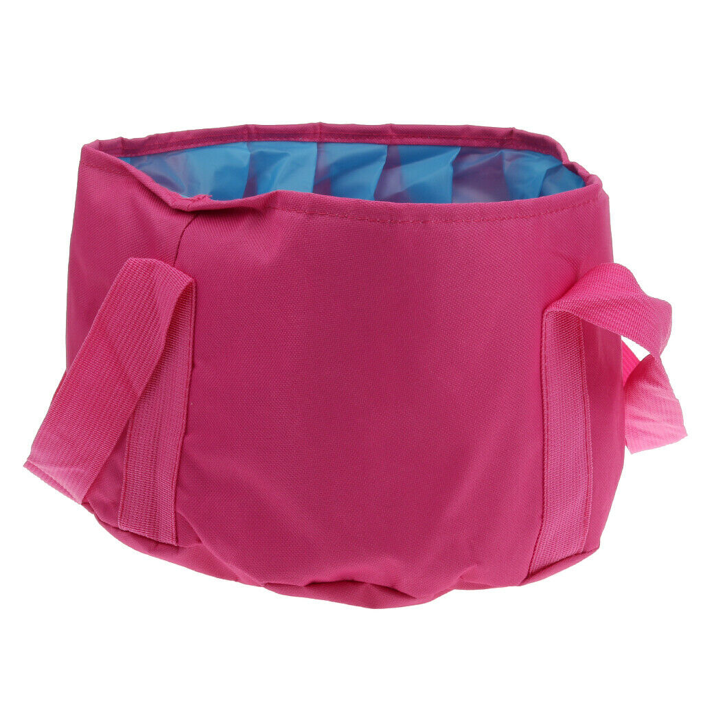 12L Foldable Outdoor Camping Wash Basin Bucket Pot Sink Travel Bag Rose Red