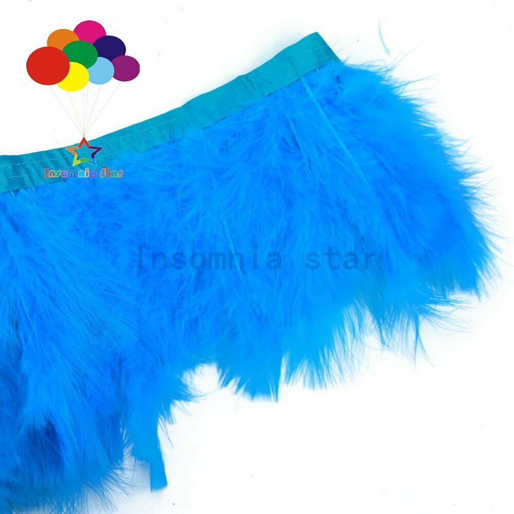 Blue Lake Pack of 2 Meter Natural Dyed Feathers Trim Fringe 6-7 inch for DIY Dre