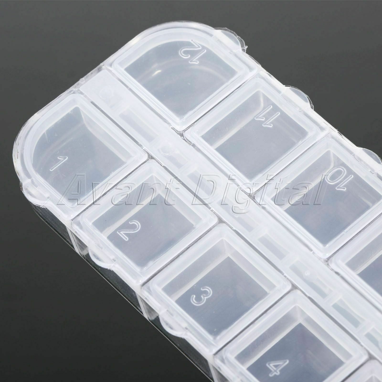 12 Slots Portable Clear Plastic Storage Holder Jewellery Bead Organizer Box Case