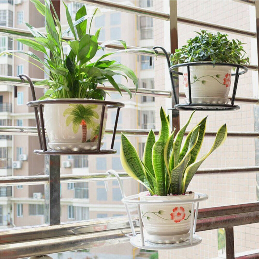 Iron Hanging Metal Basket Flower Planter Pot Holder Shelf for Balcony Patio