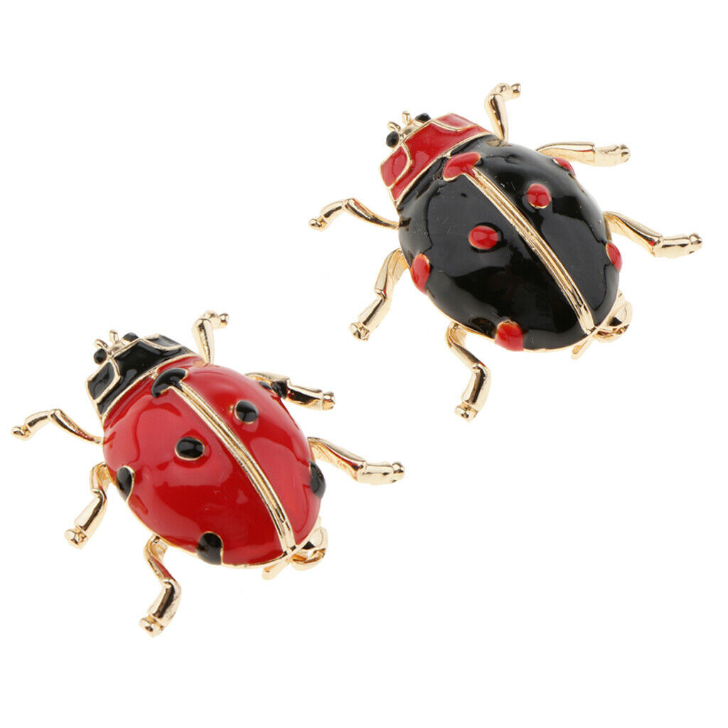 2pcs Insects Ladybug Coccinella Enamel Lapel Collar Costume Pin Brooch