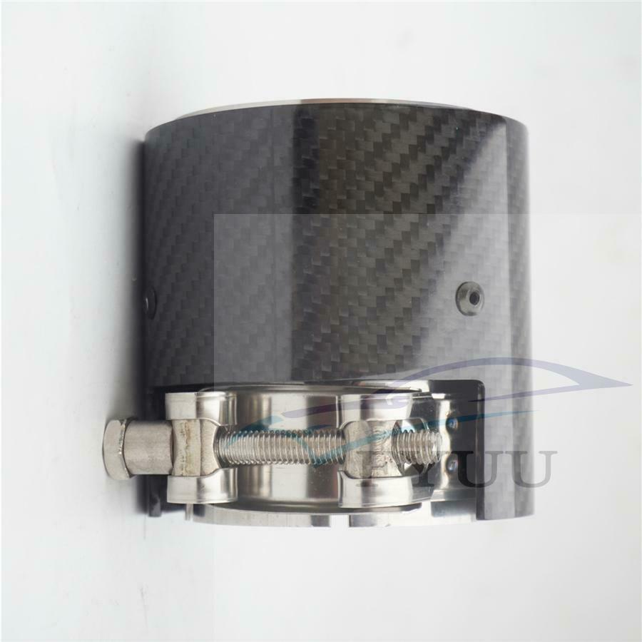 Exhaust Muffler Tip Gloss Carbon Fiber 1x Universal 70mm / 90mm Black for BMW
