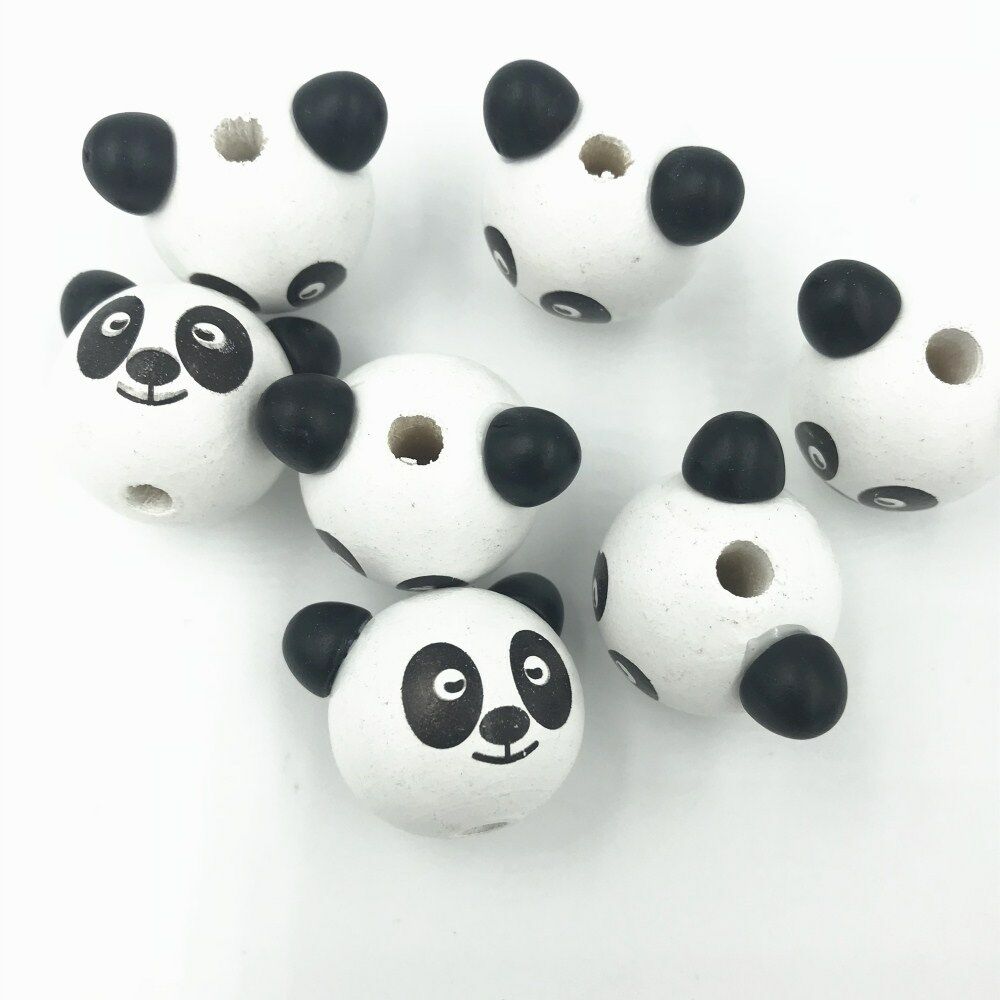10pcs Wooden Round panda Loose Beads Beaded Baby Pacifier Clip making