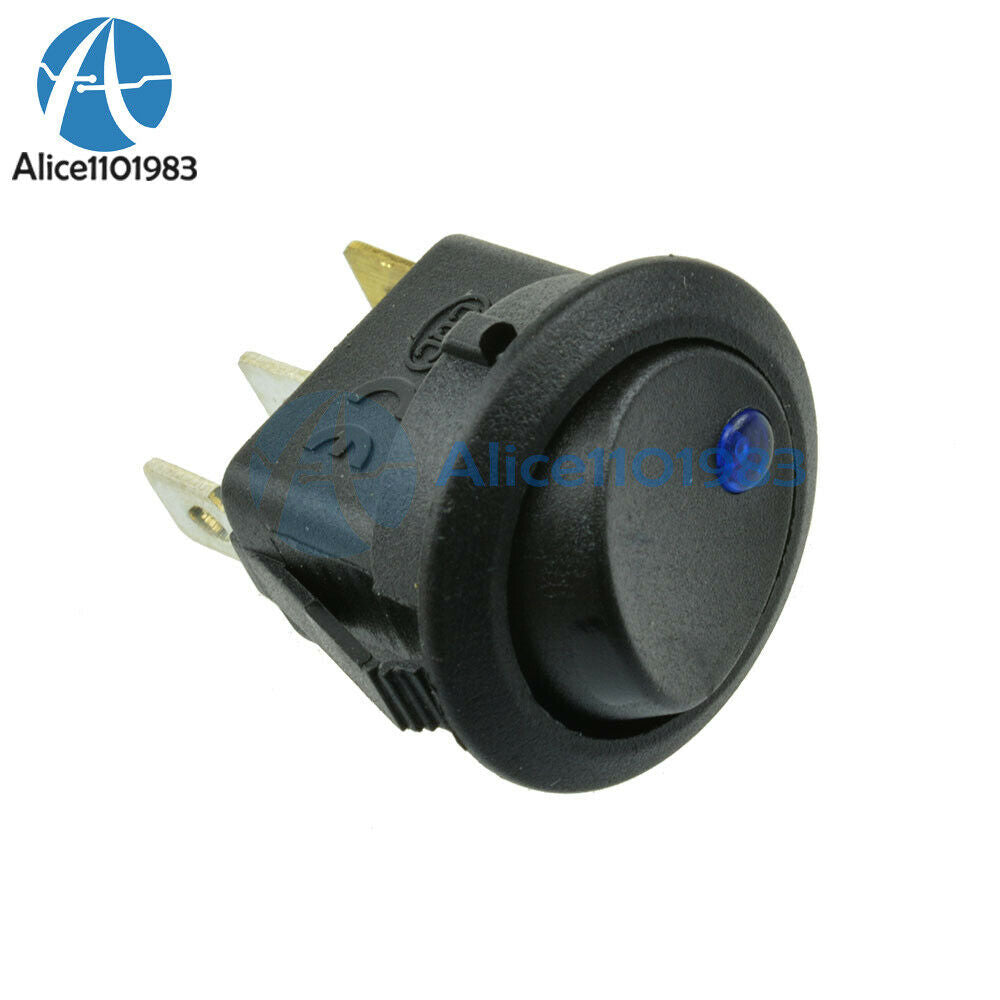20Pcs 12V LED Dot Light Car Auto Boat Round Rocker ON-OFF Toggle Switch Blue