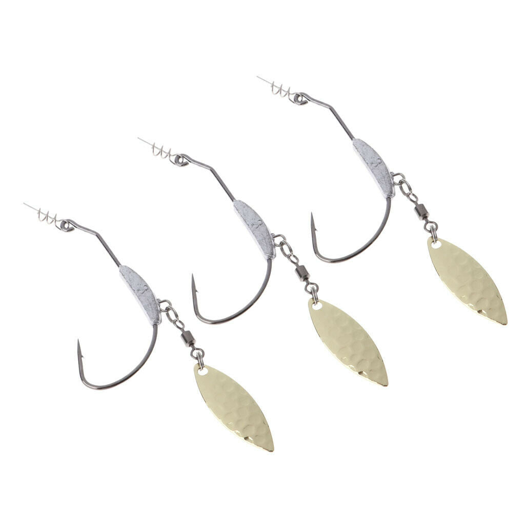 Set of 6 Single Fishing Hook Jig Jigging Weighted Bait Fish Spinner Blade Baits