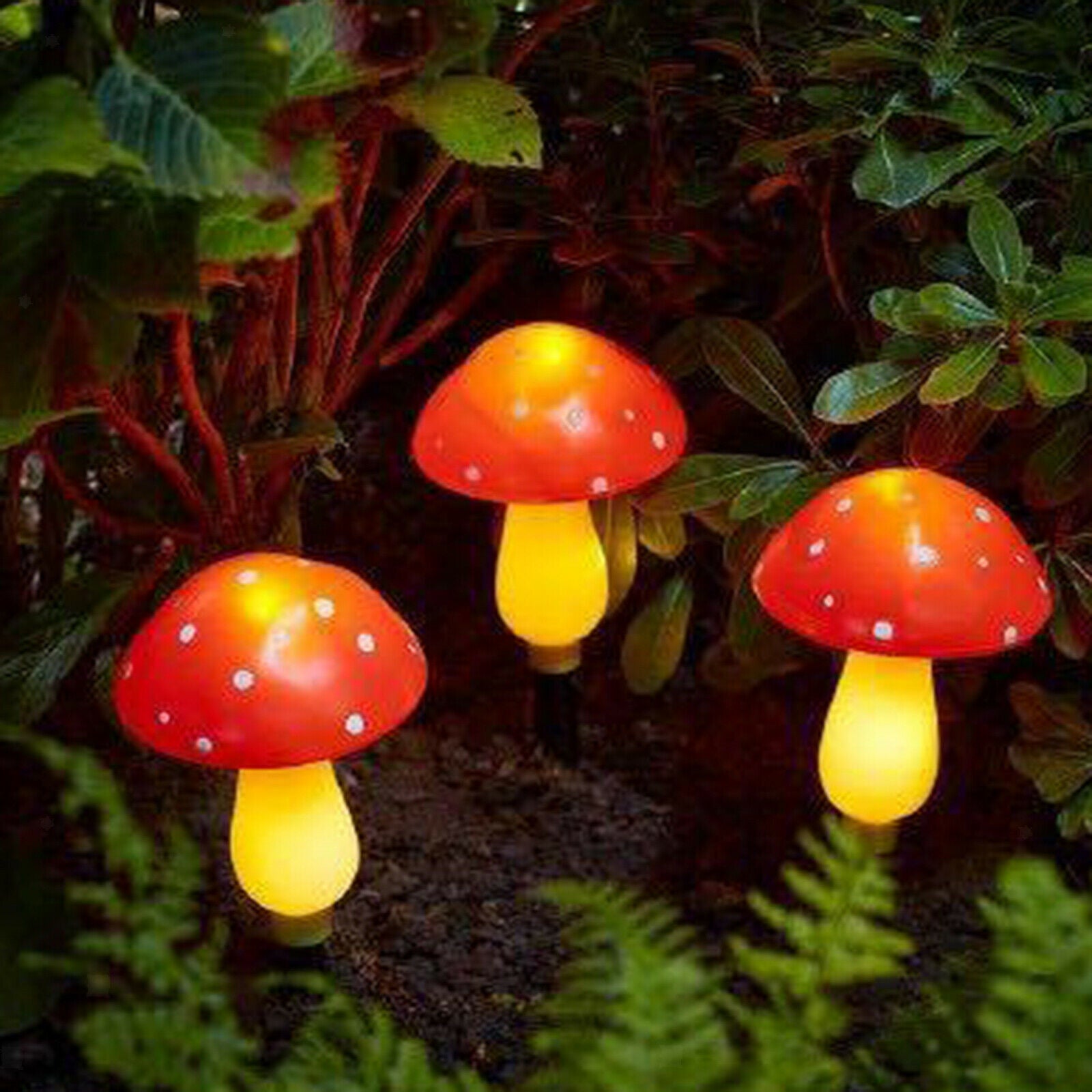 Mushroom Fairy House Solar Outdoor Light Ornament Statue Garden Lawn Landscape